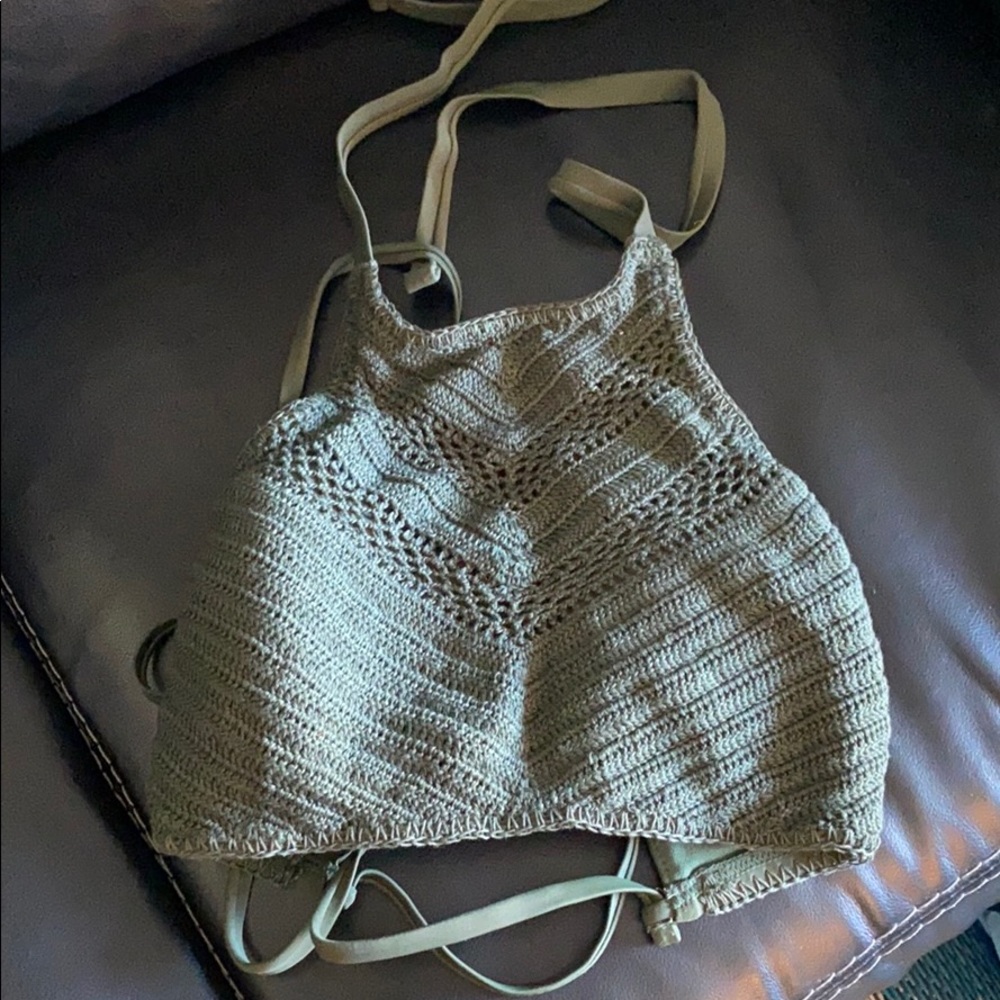 XHILARATION army green crochet bathing suit